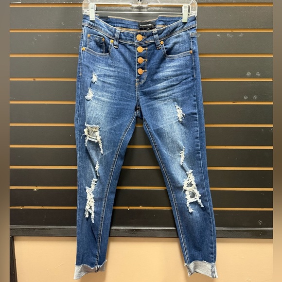Women's Distressed Blue Jeans - Picture 1 of 3